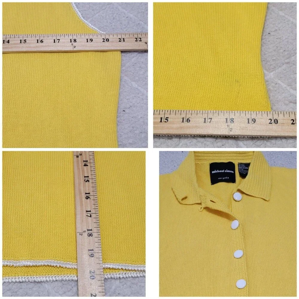 Michael Simon Womens Yellow Button Front Sweater Knit Vest Collared Size‎ L